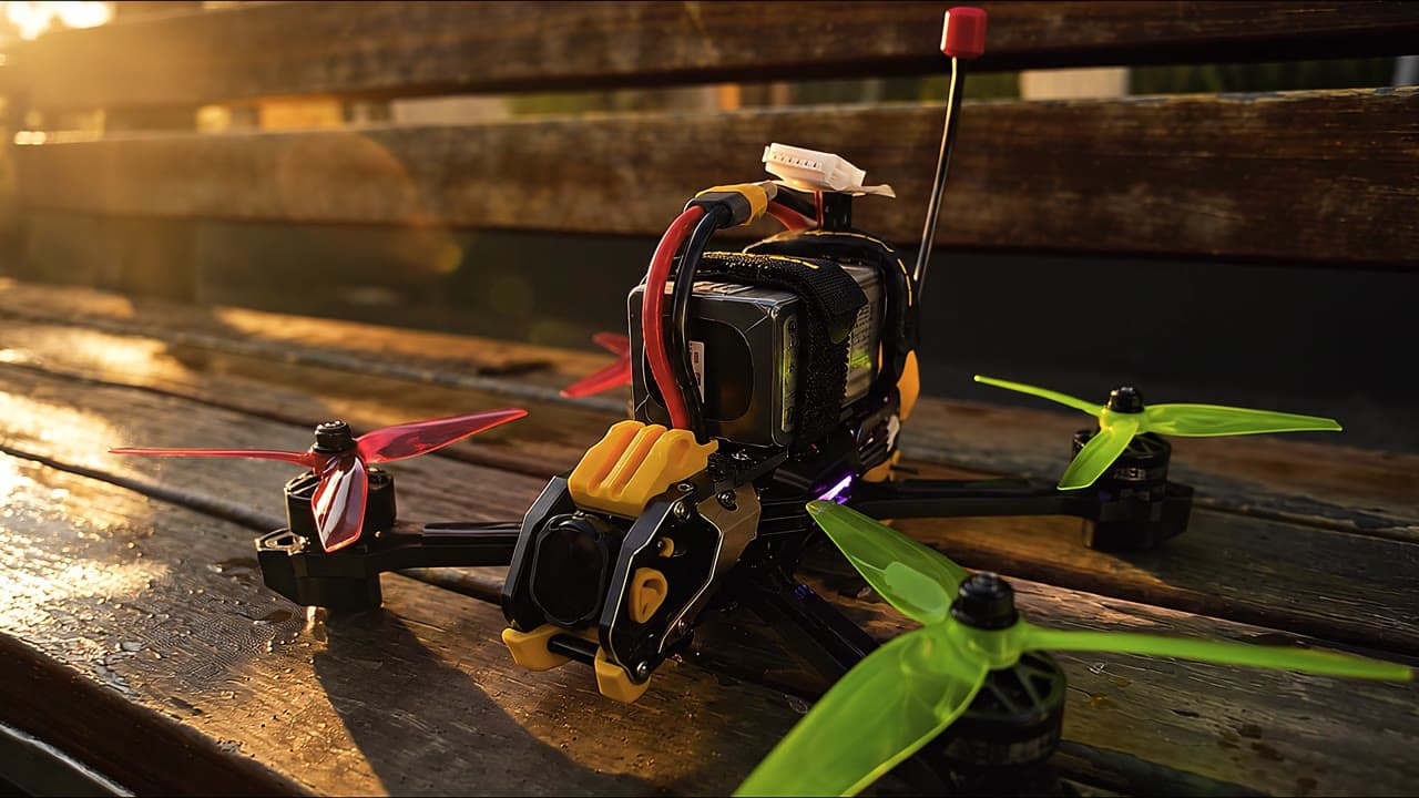A frame from Byron's FPV flight video